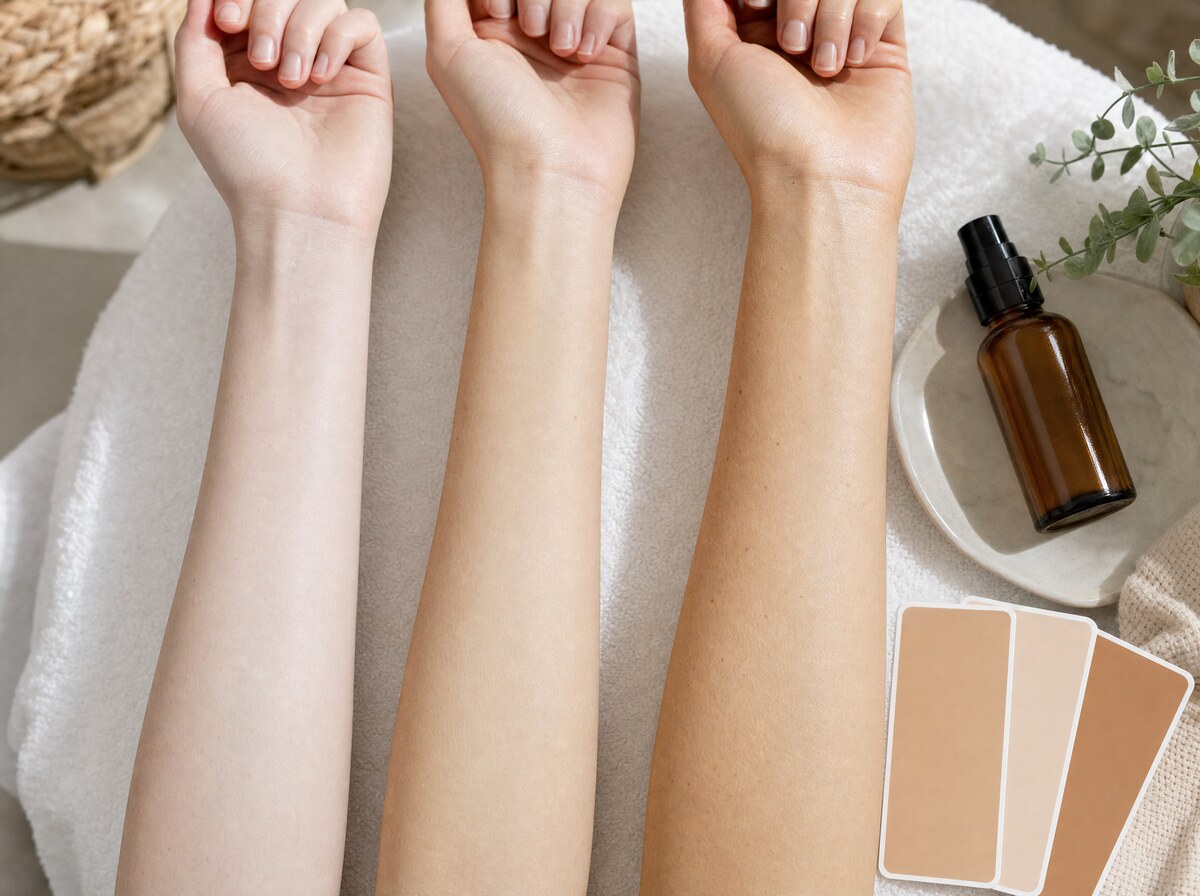 Fair-to-light undertone reference arms.