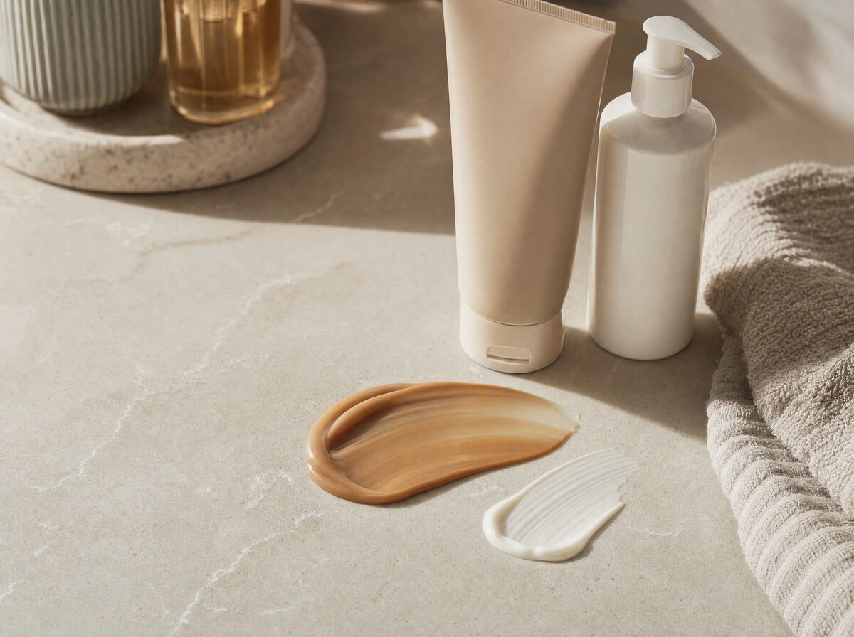 Gradual self-tanning lotion texture.