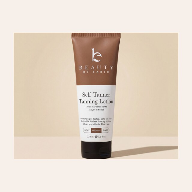 Editorial product illustration for Beauty by Earth Self Tanner Body Lotion.