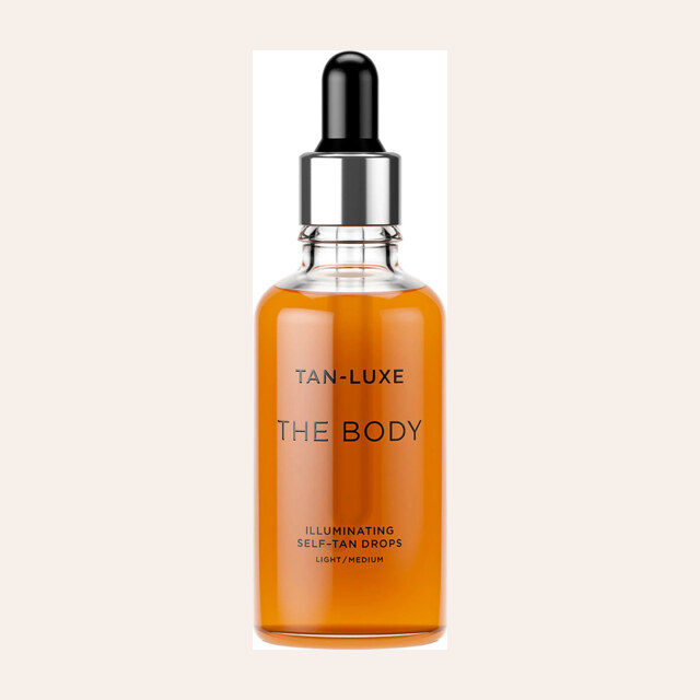 Editorial product illustration for Tan-Luxe The Body Illuminating Self-Tan Drops.